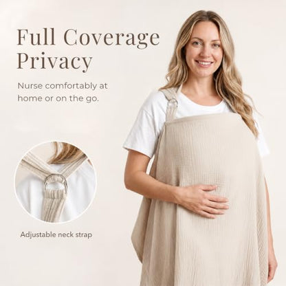 Konssy Muslin Nursing Cover Up for Breastfeeding with Rigid Hoop - color: Summer Wheat