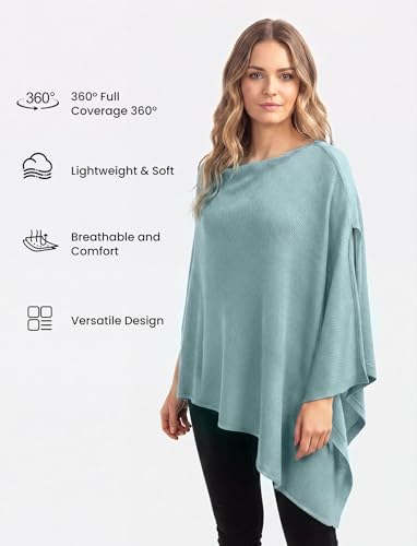 PATPAT Mesh Nursing Cover, Breathable Solid Knit Poncho, Dusty Blue - color: Dusty Blue