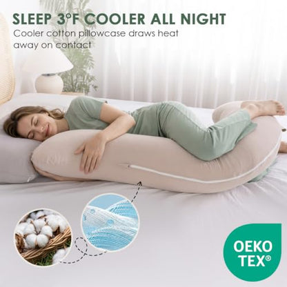 QUEEN ROSE Body Pillow for Side Sleeper, Cooling S Shaped Hug Pillow, Ivory - color: Ivory