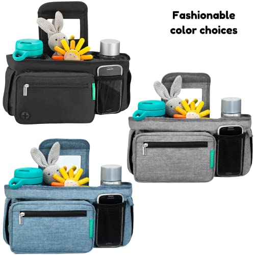 Swanoo Stroller Organizer, 40 oz Tumbler Holder, Patented Non-Slip Straps - color: Black