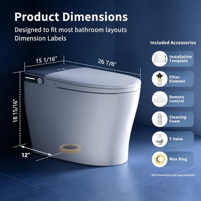 DeerValley Smart Toilet with Bidet Built in, Auto Open Close, Foam Shield - color: Dual-Color (Black/White)