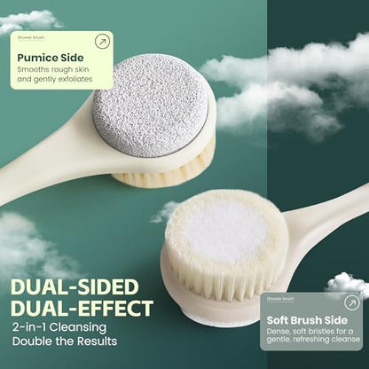 Back Scrubber for Shower, Long Handle Body Brush, Light Yellow - color: Yellow