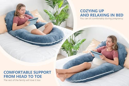 INSEN Pregnancy Pillows, Multi-use Maternity Pillows for Sleeping and Nursing, Sit up Pillow for Adults (Blue) - color: Blue