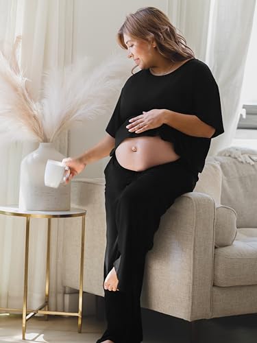 Kindred Bravely Aria Short Sleeve Crop Maternity Top, Nursing Breastfeeding - color: Black, size: 1X