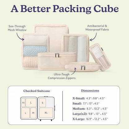 Vandel Space-Saving Compression Packing Cubes for Women 6-Pack Compressible - color: 3. Sand, size: 6 Pack (Compression)