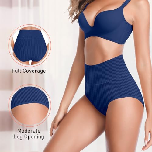 Women's High Waist Cotton Underwear Super Stretchy Briefs Full Coverage Panties Soft Women Panties 5-Pack - color: Multi A-5 Pack, size: X-Small-Small