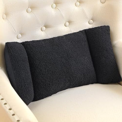 Queekay Fleece Lumbar Support Pillow 3 Section for Office Chair, Black - color: Black