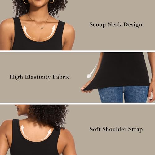 TVKSOM 5 Pack Basic Ribbed Tank Tops for Women Layering Undershirts - color: 5pack Dark Red,light Gray,navy,white,black, size: Small