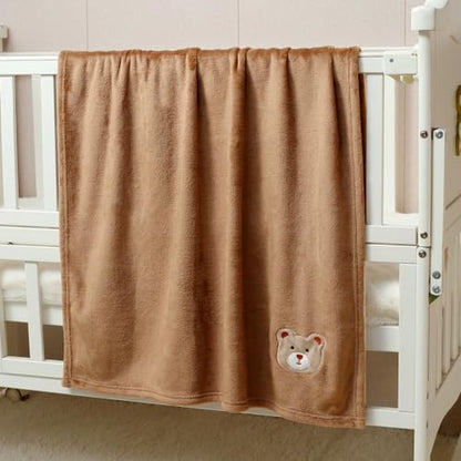 CREVENT 2Pcs 30''X40'' Cute Cozy Fluffy Warm Baby Blankets for Infants Toddlers' Bedding Crib Cot Stroller - Grey Cloud + Brown Bear - color: Cloud + Brown Bear