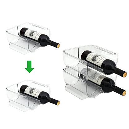Set of 2 Stackable Tabletop Wine Rack, Free-Standing Counter Top Water Bottle Storage Organizer, Plastic Wine Rack for Kitchen Countertop, Cabinet and Fridge Organization, 2-Bottle 2 Packs - size: 2-Bottle × 2