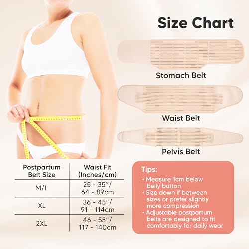 3 in 1 Postpartum Belly Support Recovery Wrap Band (Midnight Black, M/L) - color: Midnight Black, size: M/L, Waist 25"-35”