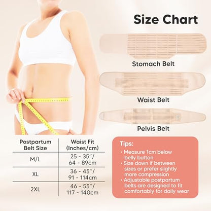 3 in 1 Postpartum Belly Support Recovery Wrap Band (Midnight Black, M/L) - color: Midnight Black, size: M/L, Waist 25"-35”
