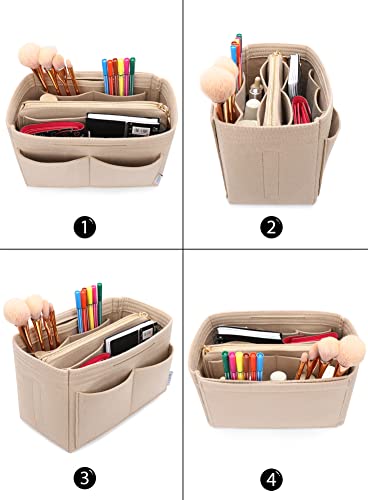 LEXSION Felt Purse Organizer Insert, Tote Bag Shaper Dividers with 5 Sizes - color: Beige, size: Regular X-Large