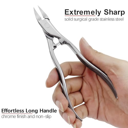 Long Handle Ingrown Toenail Clippers Set for Men Seniors - color: Metallic 5pcs