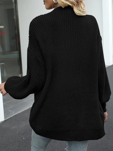 MEROKEETY Long Sleeve Oversized Cardigan Sweaters for Women - color: Black, size: X-Large