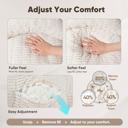 28" XXL Reading Pillow, Backrest Pillow with Detachable Neck Pillow - color: Beige, size: XX-Large(28inch)