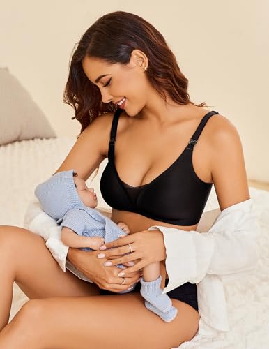 Avidlove Nursing Bras for Breastfeeding Wireless Seamless Maternity Bra - color: Black, size: Large
