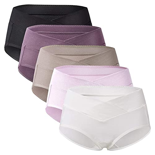 Mama Cotton Women's Under The Bump Maternity Panties Pregnancy Postpartum Maternity Underwear Multi-Pack - color: Multicolor-b 5 Pack, size: Medium