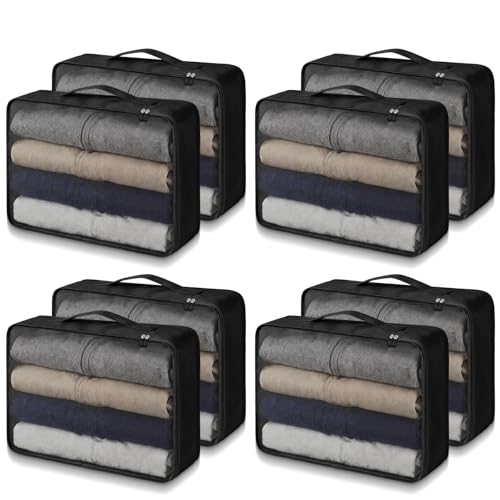Silkfly 8 Pcs XL Packing Cube for Travel Luggage,Simple,Black - color: Black, size: Simple