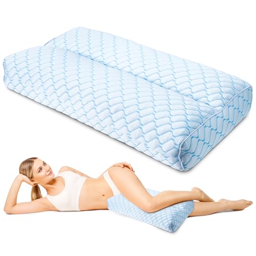 puredown® Knee Pillow for Side Sleepers, Leg Elevation Pillow for Side Sleeping, Pillow Between Legs for Aligns Spine, Support for Pregnancy Relieves Pressure Hip Leg and Improve Sleeping, Blue