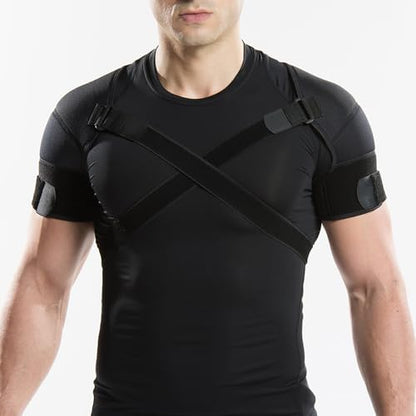 Kuangmi Double Shoulder Support Brace Strap Wrap Neoprene Protector,XL - size: X-Large