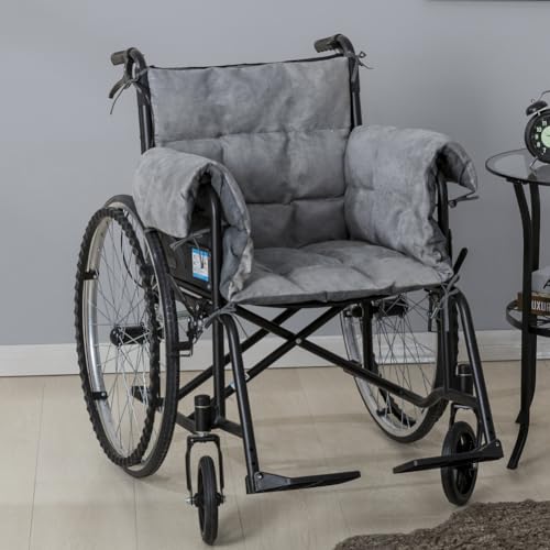 STONECREST Wheelchair Cushions, Supports Coccyx & Back, Microsuede Cover, Stay in Place, Fits 18" Wheelchair (Grey) - color: Grey