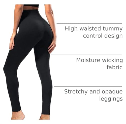 Syrinx 3-Pack High-Waisted Leggings with Pockets for Women, Tummy Control - color: 1 Pack Black, size: Small-Medium
