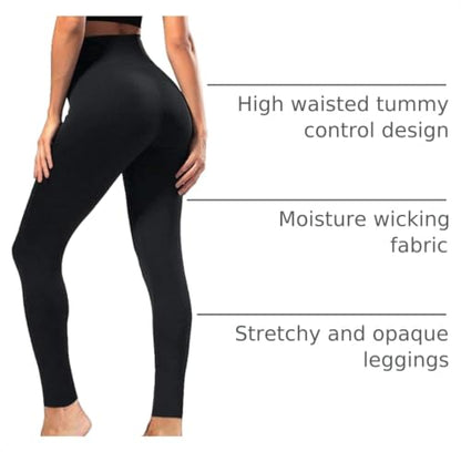 Syrinx 3-Pack High-Waisted Leggings with Pockets for Women, Tummy Control - color: 1 Pack Black, size: Small-Medium