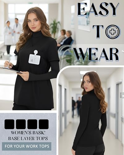 4 Pack Women's Underscrub Shirts - color: Black, size: X-Large
