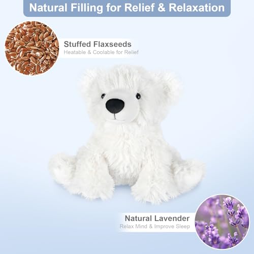 SuzziPals Microwavable Polar Bear Stuffed Animal Heating Pad for Cramps - style: Polar Bear