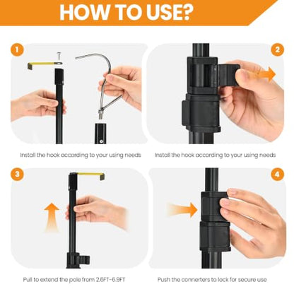 Magnetically Mounted 6.9 Ft Truck Cargo Grabber Reach Retriever Tool