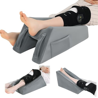 ROYALAY Knee Replacement Recovery Aids with Pockets, Knee Elevation Pillow Post Surgery with Handles, Leg Elevation Support After Hip Ankle Foot Surgery