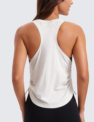 CRZ YOGA Pima Cotton Ruched Tank Top - color: Ice Grey/White, size: Medium