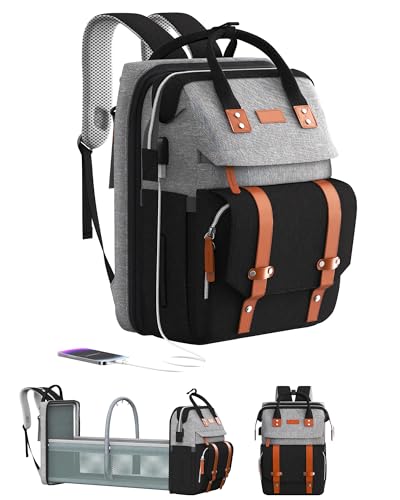 ISMGN Diaper Bag Backpack with Changing Station, Baby Diaper Bag，GreyBlack - color: Modern Greyblack
