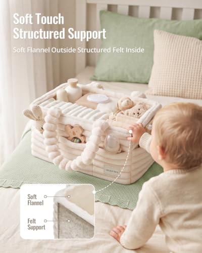 Blissful Diary Flannel Diaper Caddy Organizer & Gift Packaging, Cream Beige - color: Cream Beige