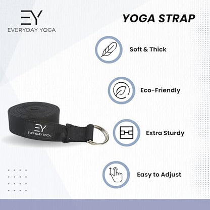 Everyday Yoga Strap with Metal D-Ring Athletic Stretching, 6ft/8ft/10ft - color: Natural, size: 6 Foot