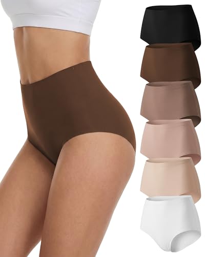Womens Underwear Seamless High Waisted Women's Panties 6 Pack - color: Multicolor-a, size: Large