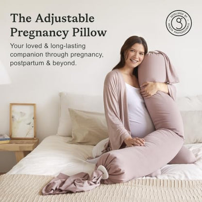 bbhugme Pregnancy Pillow, Dusty Pink - Adjustable Firmness & Shape - color: Dusty Pink