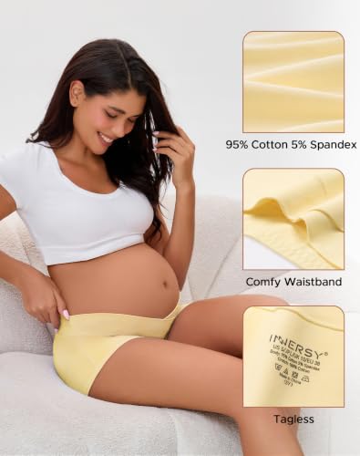 INNERSY Women's Maternity Underwear Cotton Pregnancy Boyshorts 4-Pack - color: Pastel, size: Medium
