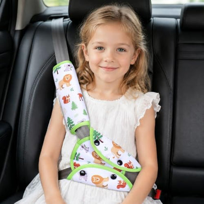 COOLBEBE Kids Seat Straps Cover Pad, Forest Animals - color: White Zoo