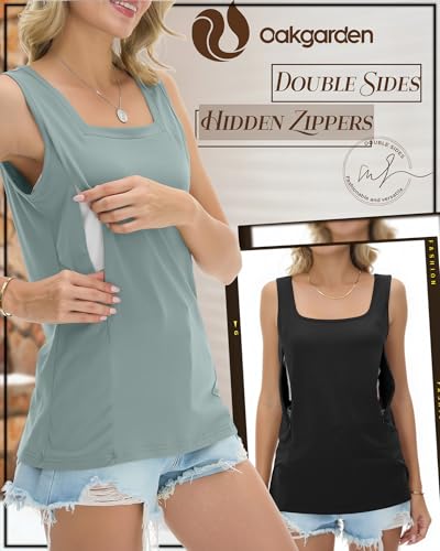 Oakgarden 3 Pack Women's Maternity Nursing Tank Tops - color: Black, Gray Green, Red, size: Large