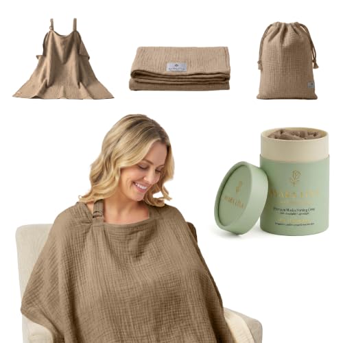Premium Muslin Nursing Cover for Breastfeeding Privacy & Comfort - color: Beige