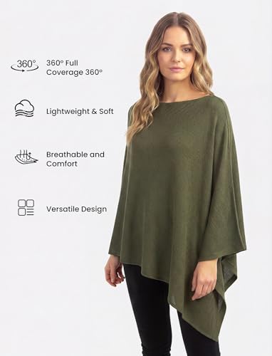PATPAT Mesh Nursing Cover, Breathable Solid Knit Poncho, Olive Green - color: Olive Green