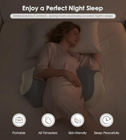 DONAMA Memory Foam Pregnancy Pillow for Sleeping, Cooling Maternity Pillow - color: Light Grey