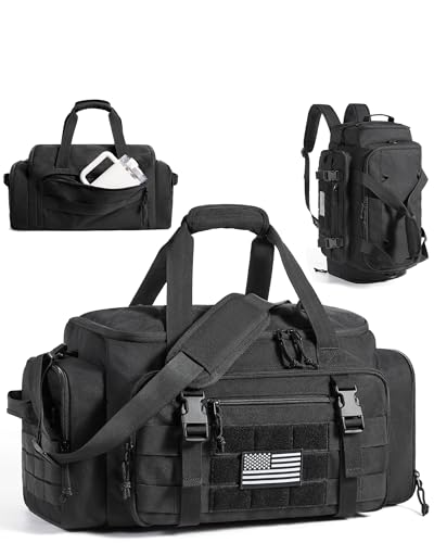BAGSMART 4-IN-1 Gym Bag for Women Men, TSA Duffle Bag for Travel - color: Military Black