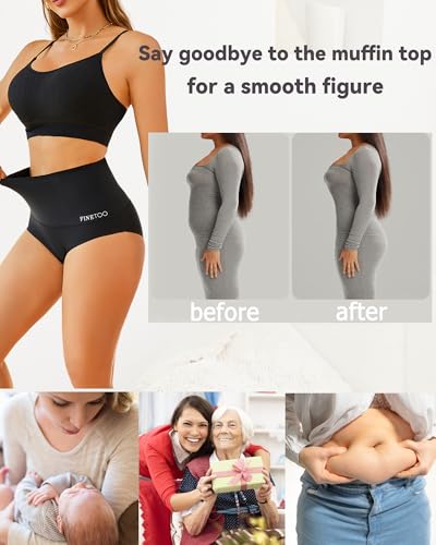 FINETOO Tummy Control Underwear Shapewear for Women Seamless High Waisted Panties Moderate Control Briefs S-3XL - color: B-2pack, size: Medium