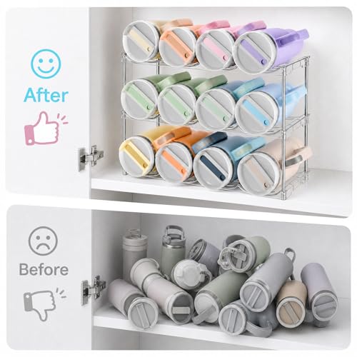Stackable Water Bottle Organizer for Cabinet for Stanley 40 oz Tumbler - size: 2 Pack