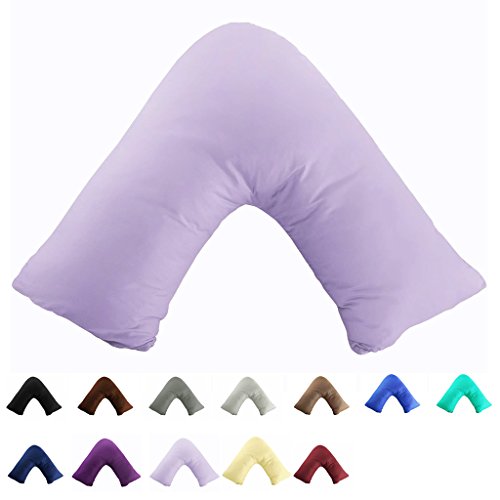 TAOSON Light Purple 100% Cotton 300 Thread Count V Shaped Pillow Case - color: Light Purple