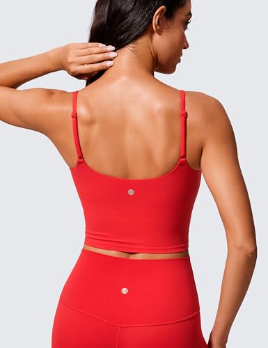 CRZ YOGA Butterlift Scoop Neck Crop Tank Top - color: Deep Red, size: X-Large