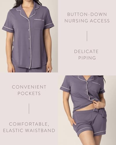Kindred Bravely Clea Short Sleeve Pajama Set, Maternity & Nursing Sleepwear - color: Granite, size: 2X